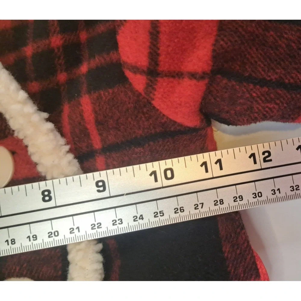 Penelope Mack Baby 18 Months Buffalo Plaid Wool Blend Coat Sherpa Trim‎ Red